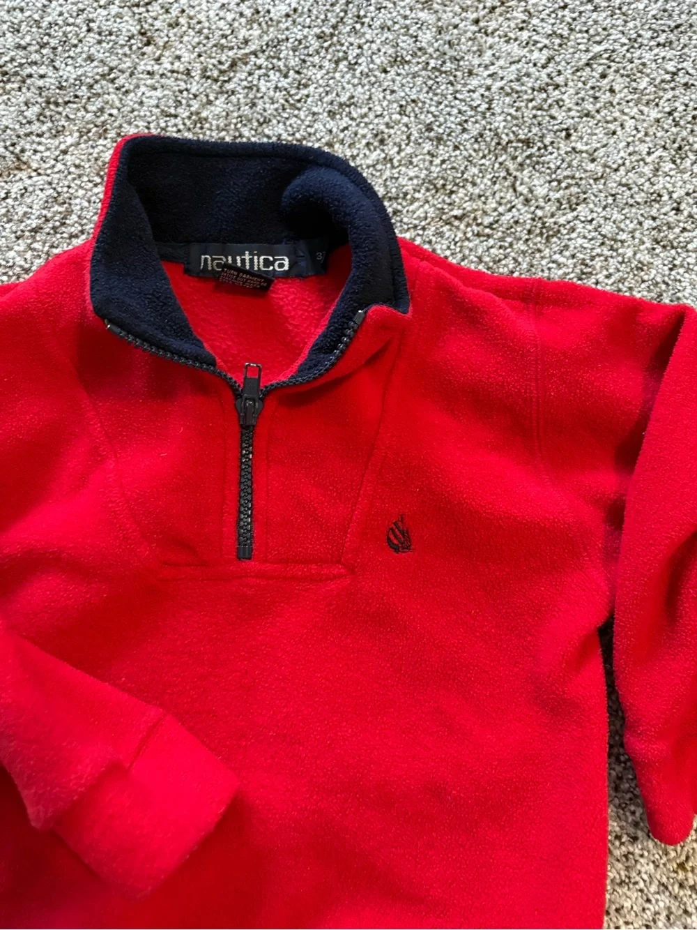 Nautica Red Fleece Half-Zip Pullover with Navy Trim